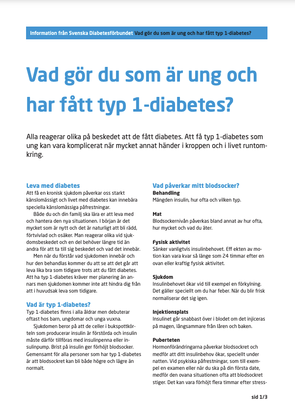 Vad gör du när du är ung och fått typ 1 diabetes