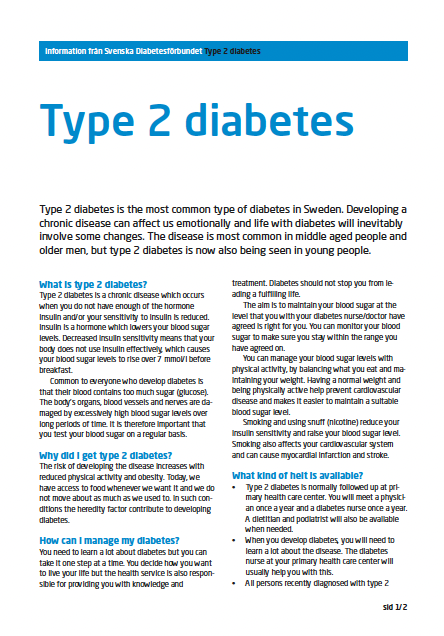 Diabetes Typ 2: Lätt Svenska