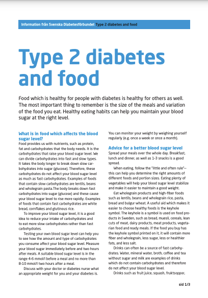 Diabetes Typ 2: Mat Engelska